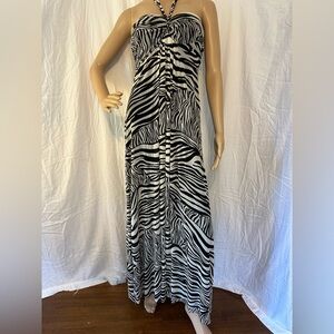 Elana Kattan Zebra Print Maxi Dress